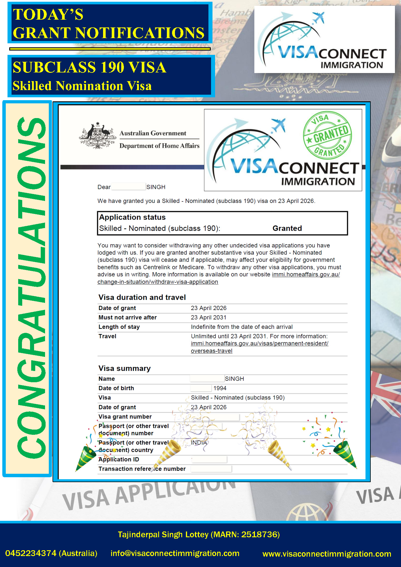Visa Grant